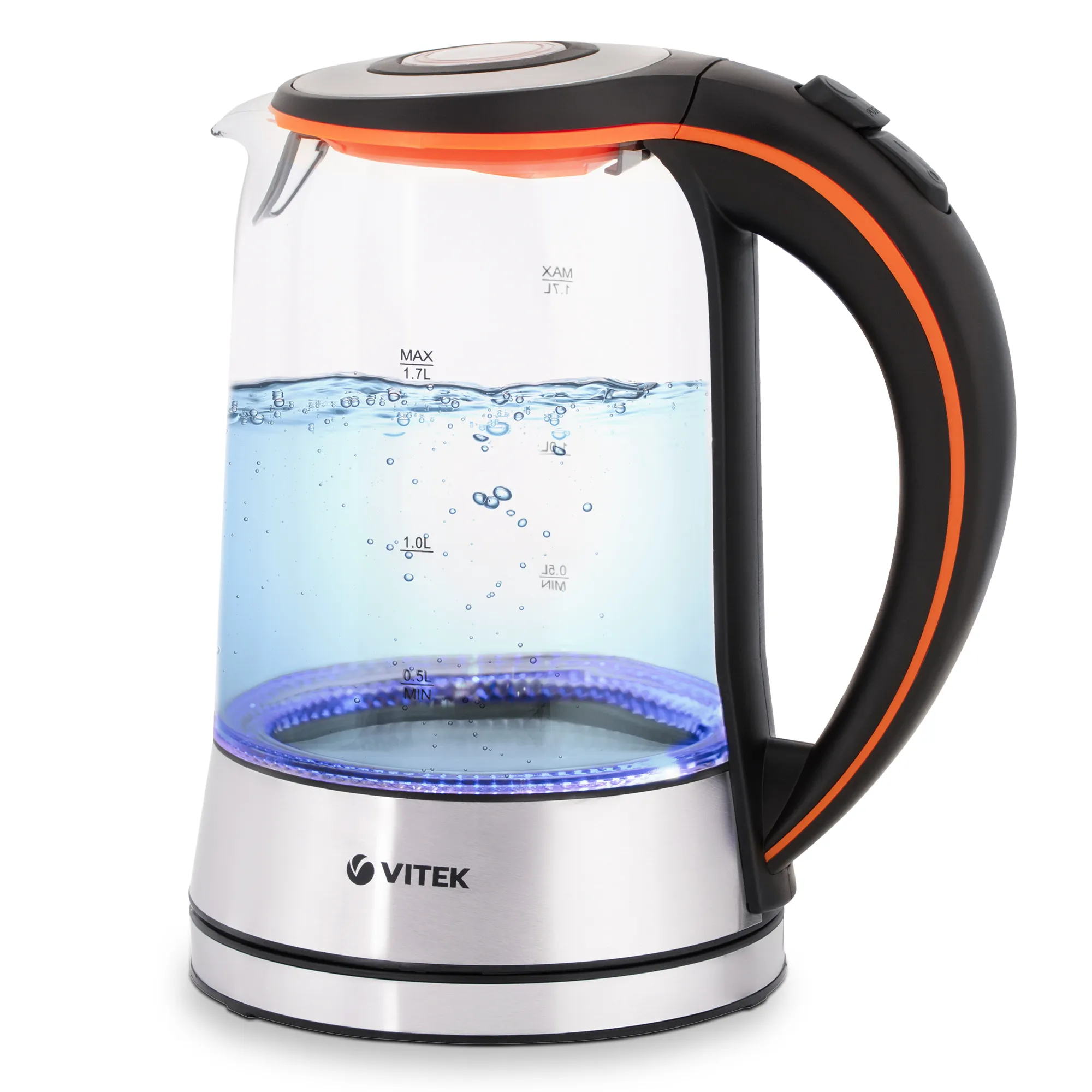 Чайник электрический Vitek VT-7005, Бесцветное стекло, 1,7л-1